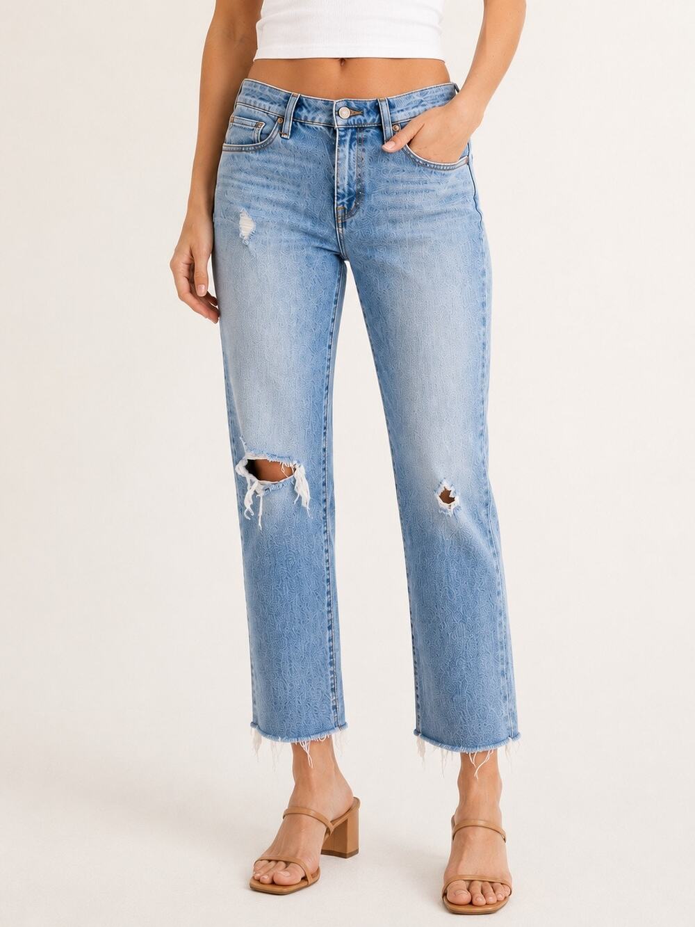 J.Crew Slim Broken-In Straight Jeans Light Wash Distressed Size 25 Minimalist